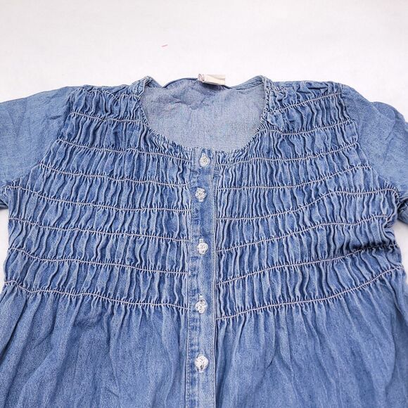 No Boundaries Casual Short Sleeve Button Up Denim Dress Womens Size 11 Blue - Picture 1 of 13